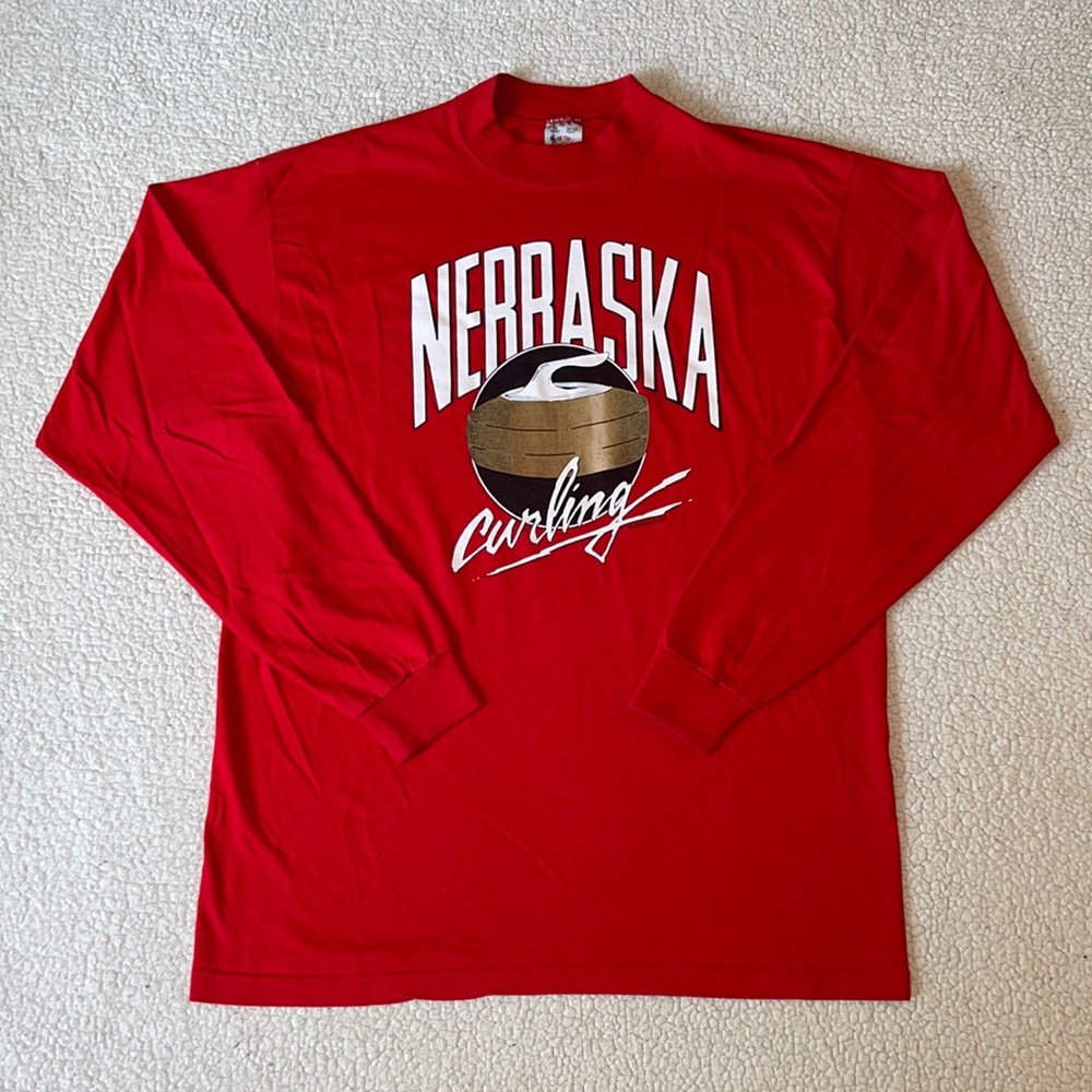 Vintage Nebraska Curling Mock Neck